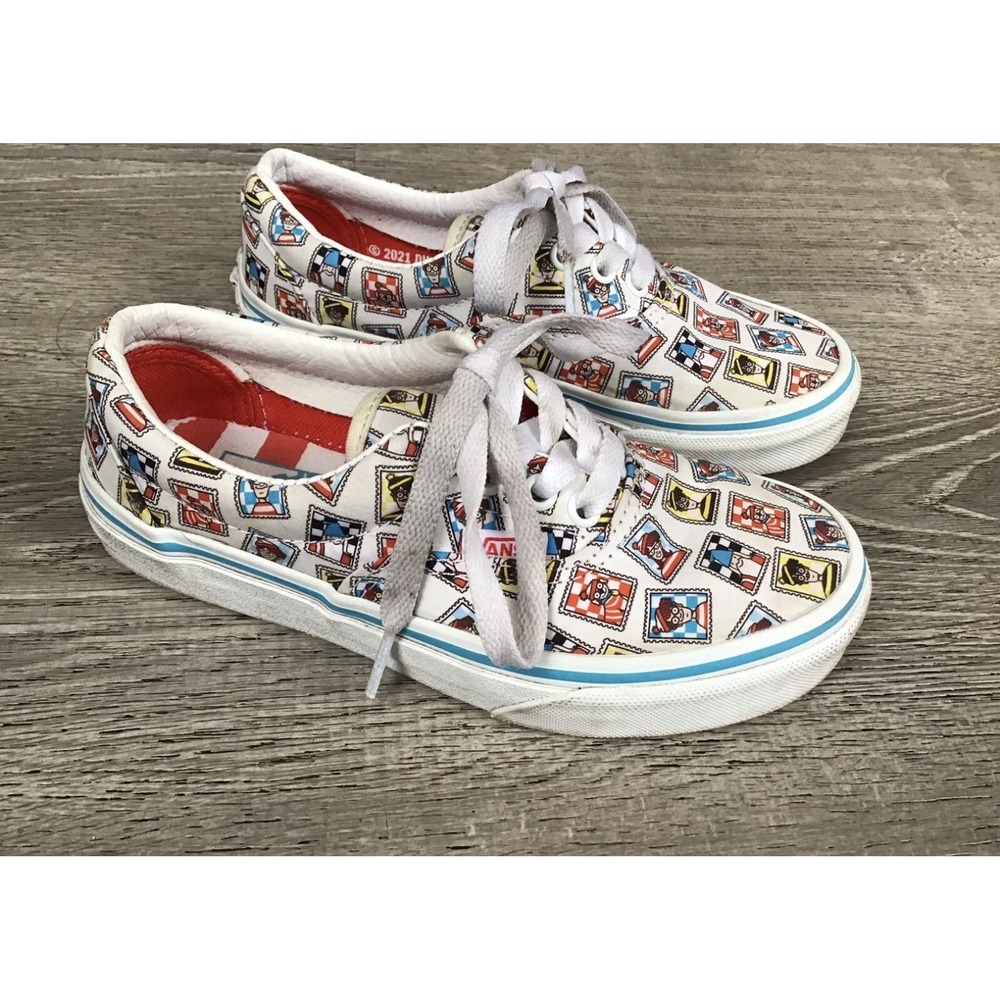 Vans X Where's Waldo Kids Youth Size 1 postage stamp Shoes Off The Wall Sneakers